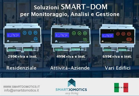 Smart-Dom Pro, monitoraggio, analisi e gestione da remoto per la diagnosi energetica ed il risparmio delle aziende. 