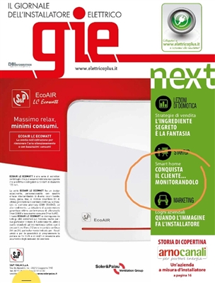 Il Giornale dell'Installatore Elettrico, rivista più seguita del settore, dedica un articolo e la copertina a Smart Domotics Il Giornale dell'Installatore Elettrico, rivista più seguita del settore, dedica un articolo e la copertina a Smart Domotics