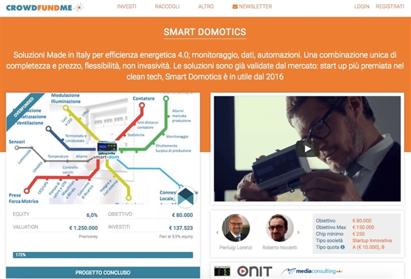Boom di investitori per Smart Domotics. La campagna su Crowdfundme.it chiude in meno di 2 settimane