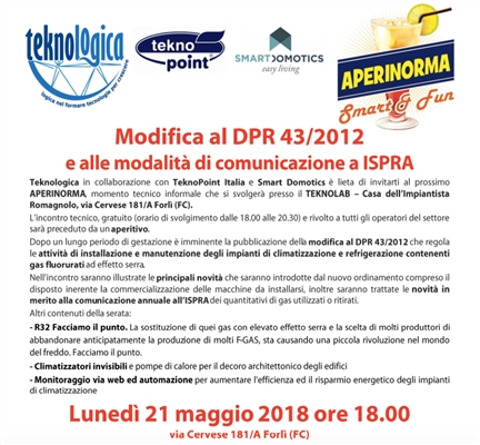 Continuano gli AperiNorma con Teknologica, Tekno Point e Smart Domotics: Forl&#236;, 21 maggio. 